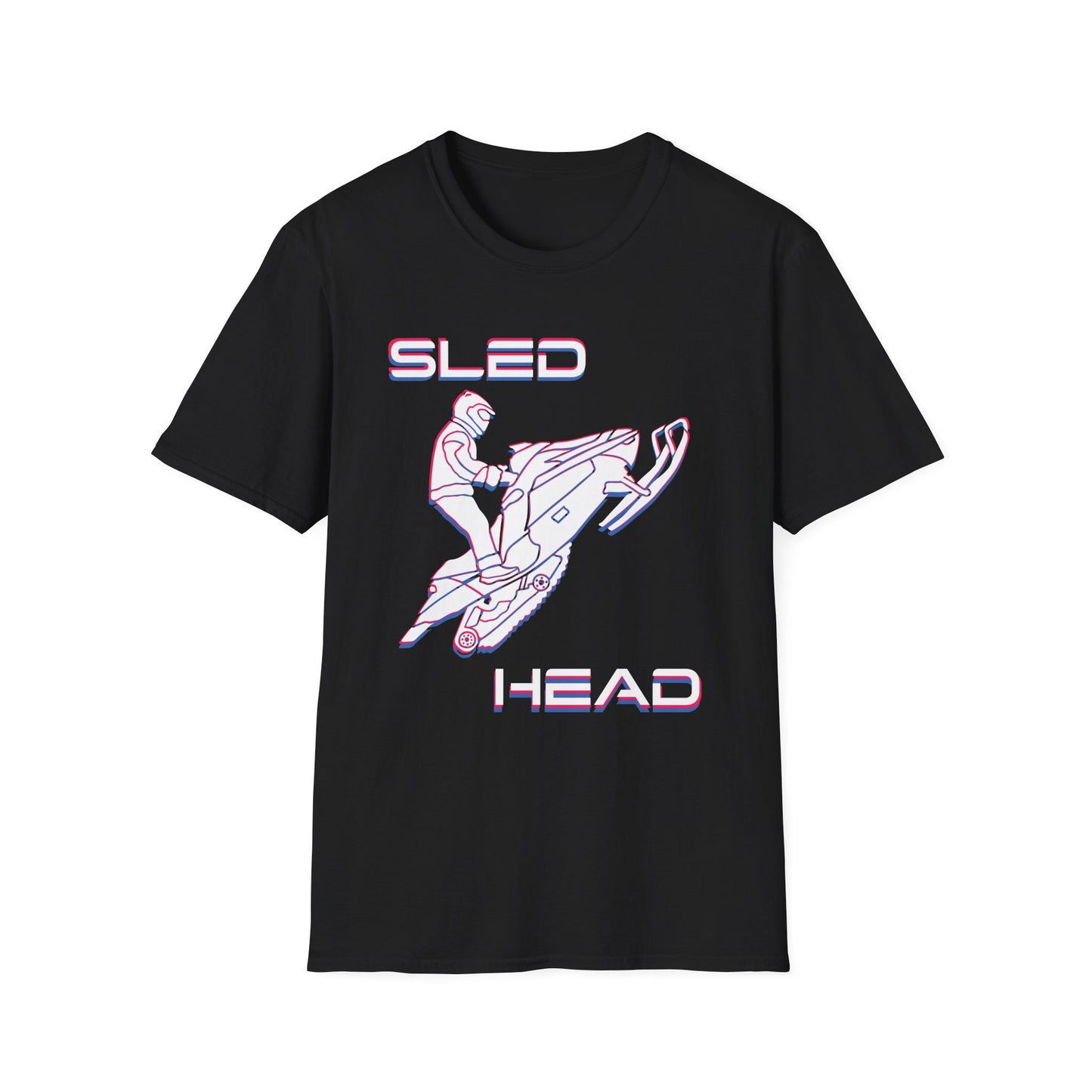 Sled Head snowmobiling graphic t-shirt in black.