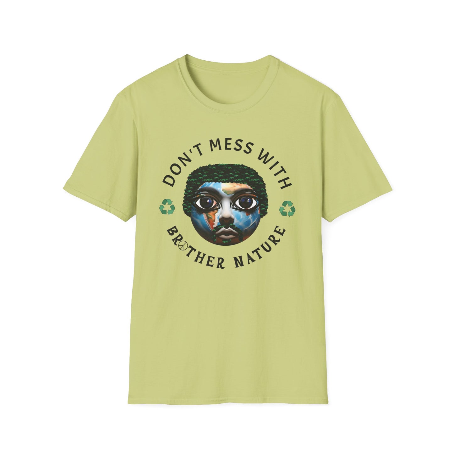 Don't Mess With Brother Nature graphic t-shirt in light green.