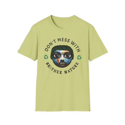 Don't Mess With Brother Nature graphic t-shirt in light green.