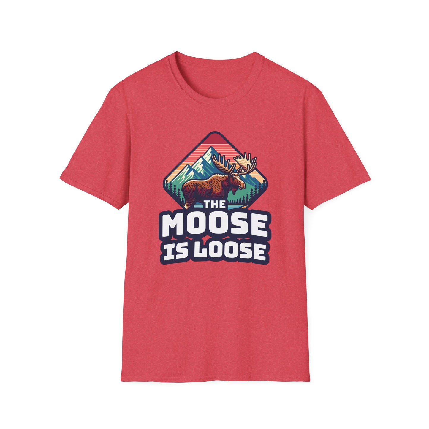 The Moose Is Loose graphic t-shirt in red.