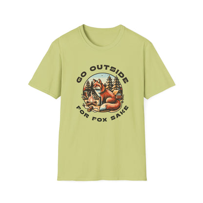 Go Outside for Fox Sake graphic t-shirt in pistachio green.